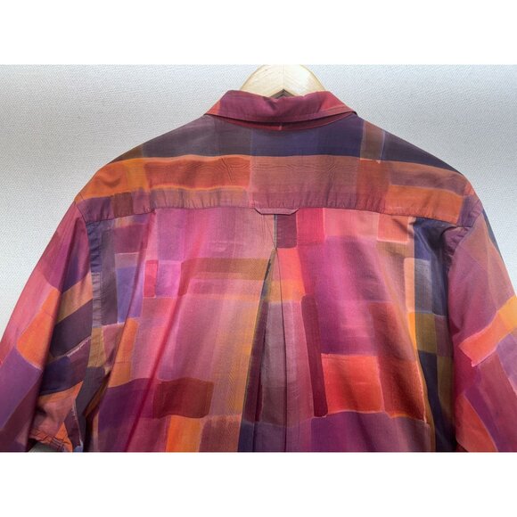 Mine Women's Button Down Shirt Long Sleeve Size XL Multicolor Plaid Lightweight - Picture 10 of 10